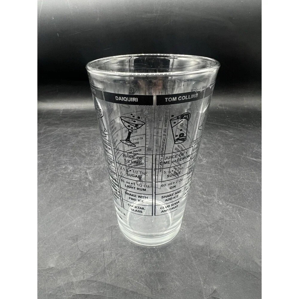 VTG Co-Rect Cocktail Recipe Mixing Glass Tumbler Barware Whiskey Martini 12oz